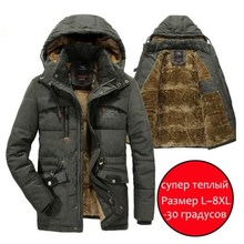 Мужская зимняя куртка, толстая теплая парка, флисовая Меховая куртка с капюшоном в стиле милитари, хлопковое пальто, зимняя мужская ветровка, куртки 2024 - купить недорого