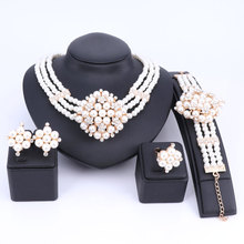 Luxury Bridal Women Dubai Gold Crystal Jewelry Sets Nigerian Wedding India Costume Necklace Earring Jewelry Set 2024 - buy cheap