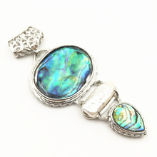 Long Shell Pendant For Women 31x57mm Natural Abalone Shells Pendants Peacock Blue Antique Silver Color DIY Jewelry Findings A111 2024 - buy cheap