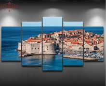 Wall Art Pictures HD Print Frame Painting 5 Pieces Dubrovnik Tourist Port Ancient City Landscape Canvas Poster Home Decor 2024 - buy cheap