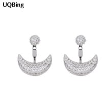 925 Sterling Silver Rhinestone Moon Stud Earrings Jewelry Pendientes Brincos Fashion Jewelry Drop Shipping 2024 - buy cheap