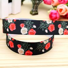 Cinta de grogrén con estampado de flores rosas, lazo para el pelo, decoración de fiesta, bricolaje, OEM, 22mm, P5755, 7/8 ", envío gratis 2024 - compra barato