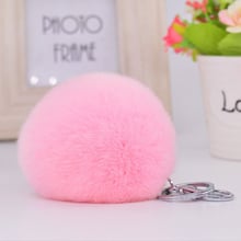 8cm Fluffy Rabbit Fur Ball Pom Pom Keychain Bunny Fur Llavero Pompon Keyring Sleutelhanger Pom Pom Charm Bag Pendant Porte Clef 2024 - buy cheap