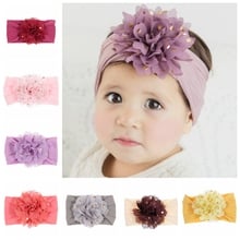 Cute Gold Dot Chiffon Flower Baby Headband Newborn Knot Wide Nylon Headwraps Girls Headwear Kids Photo Props 2024 - buy cheap