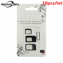 Adaptador de tarjeta Nano SIM 4 en 1, adaptador micro sim con llave de expulsión, paquete al por menor para iPhone 5, 5S, 6, 7, 4, Samsung S8 plus, 10 Uds. 2024 - compra barato
