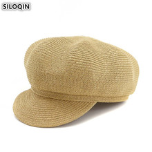 SILOQIN 2019 Summer Novelty Women's Breathable Straw Hat Elegant Fashion Newsboy Caps New Sunscreen Female Straw Tongue Cap 2024 - buy cheap