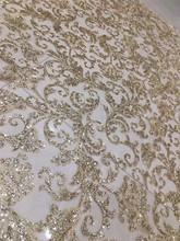 Gold color best quality  gold 150cm width glued print glitter tulle India dress fabric for sawing H-193276 2024 - buy cheap