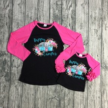 children Fall/winter baby girls Mom and Me raglans Children girls happy camper floral top raglans clothing girls long sleeve 2024 - buy cheap