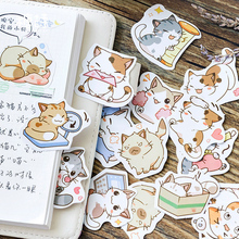 45 Pcs/box cute cat cartoon mini paper sticker decoration stickers DIY for craft diary scrapbooking planner label sticker 2024 - buy cheap