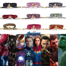 Marvel vengadores Iron Man pulsera de cuero Capitán América Thanos Pantera Negra tejido brazalete figuras de juguete para mujeres niños regalo 2024 - compra barato