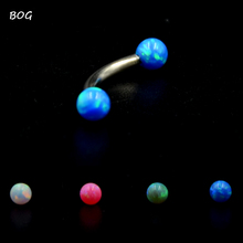 1 Pc Surgical Steel Curved Barbell Opal Stone Eyebrow Ring Ear Anti Tragus Helix Rook Bridge Web Piercing Lip Stud  Body Jewelry 2024 - buy cheap