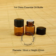 500pcs/Lot Wholesale Empty 1ml Glass Essential Oil Bottle Black Cap 1/10OZ Mini Amber Sample Jar Small Screw Lid Refillable Pot 2024 - buy cheap