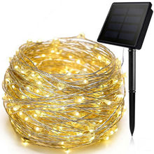 Guirnalda de luces LED alimentada por energía Solar, 20M, 200LED, color plata, Navidad, boda, fiesta, al aire libre, decoración del hogar 2024 - compra barato