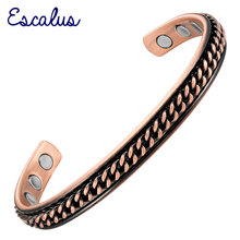 Escalus Classic Antique Copper Magnetic Women Bangle Health Healing Bio Men Bracelet Wristband Charm Geometric 2024 - buy cheap