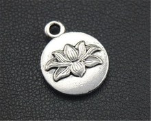 Pingente flor de lótus cor de prata 20 peças, pingente redondo, achados do bracelete, colar, pulseira, 14x10mm a1691 2024 - compre barato
