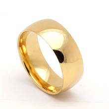 Hainon 8mm Gold Color Smooth 316L Stainless Steel Wedding Engagement Rings For Women Titanium Finger Rings Female 2024 - buy cheap