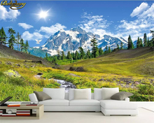 Papel pintado personalizado beibehang para foto mural nieve montaña plateau paisaje pintura Arroyo agua sala de estar TV pared de fondo 2024 - compra barato
