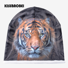 Men Hat Plus Velvet Keep Warm Beanie Winter Hats For Women Fashion 3D Tiger Print Animal Bonnet Casual Hip Hop Caps Ladies Gorro 2024 - buy cheap