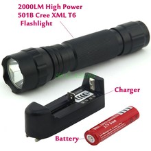 501B  XM-L T6 LED Flashlight Torch with 1 x 18650 Rechargeable Battery and Charger 2024 - buy cheap