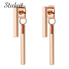 Fashion Simple Stainless Steel Titanium Steel Small Metal Strips Earrings Rose Gold Matte Stud Earrings Women 2024 - buy cheap