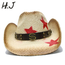 Sombrero de vaquero occidental de paja para hombres y mujeres con banda de dinero Punk Star Lady Dad Sombrero Hombre Cowgirl gorras de Jazz talla 58 CM 2024 - compra barato