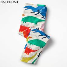SAILEROAD-Leggings con dibujos de dinosaurios para niñas, Pantalones rectos de algodón, de 2 a 7 años, otoño 2024 - compra barato