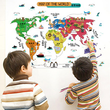 Животные, Карта мира, наклейка на стену, ПВХ материал, DIY Наклейка на стену для гостиной, детской комнаты, детского сада, декоративная наклейка 2024 - купить недорого