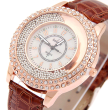 Reloj de cuarzo de cristal para mujer, pulsera de cuero de marca de lujo, a la moda, N3015 2024 - compra barato