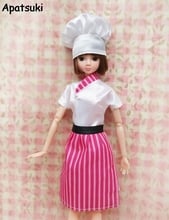 1 conjunto de bonecas artesanais, fantasia de chef, roupas para boneca barbie e chapéu para bonecas 1/6 bjd, bonecas de brinquedo infantil, acessórios de boneca 2024 - compre barato