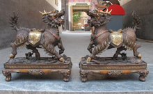 Bi002056 porcelana cão leão kylin sucesso chuva feng shui beast god estátua 2024 - compre barato