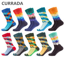 10 Pairs/lot Funny Men Socks New Colorful Happy Combed Cotton Man Sock 2019 Fashion Crew Casual Novelty Compression Socks Men 2024 - buy cheap