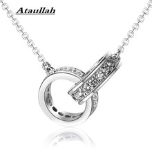 Ataullah Dazzling Double Rings 925 Sterling Silver Pendants Chain Rhinestone Inlay Valentine's Gift for Women NW027 2024 - buy cheap