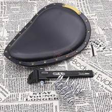 Motorcycle Black PU Leather Seat Cushions Riveting Solo Seat Benches+3" Spring Bracket Universal for Harley Custom Cafe Racer 2024 - buy cheap