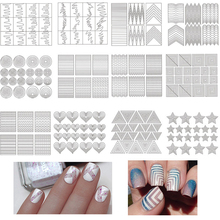 12 Sheets Nail Stickers Geometry Stripe French Nail Vinyls Circle DIY Nails Art Stencil Tip Guide Decoration 2024 - buy cheap