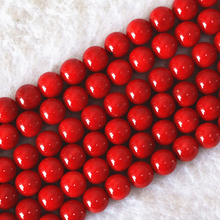 Beleza coral artificial vermelho 6mm 8mm 10mm 12mm 14mm, contas soltas redondas para miçangas personalizáveis para pulseira colar feminino joias 15 "b610 2024 - compre barato