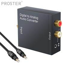 Procher-conversor digital de alumínio para tv, mini conversor de áudio, suporte coaxial óptico para rca, placa 24k, 3.5mm, cabo de alimentação usb 2024 - compre barato