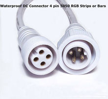 4Pins Waterproof DC Connector for smd 5050 RGB Strip or rigid bar light, waterproof led connector, 20cm long cable, 50pairs/lot 2024 - buy cheap