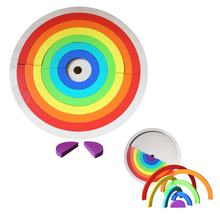 Rainbow Blocos De Madeira Brinquedos Para Crianças Colorido Blocos de Construção de Brinquedo 14 pçs/set Montessori de Ensino de Madeira Do Jogo Do Bebê Caçoa o Presente 2024 - compre barato
