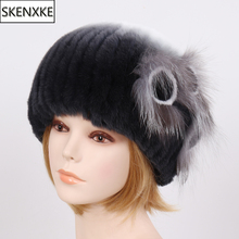 New Arrival Winter Lady 100% Natural Rex Rabbit Fur Hats Women Knitted Warm Soft Real Rex Rabbit Fur Cap Russian Girl Fur Cap 2024 - buy cheap