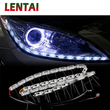 LENTAI-tira de luces LED para coche, luces DRL de 12V, señal de giro blanca y amarilla, para Suzuki Swift, Volkswagen, Passat B5, B6, b7, Tiguan, 1 Juego 2024 - compra barato