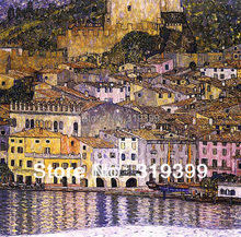 Reproducción de pintura al óleo sobre lienzo de lino, Malcesine en el Lago de Garda por gustav klimt, 100% hecho a mano, envío gratis, calidad de museo 2024 - compra barato
