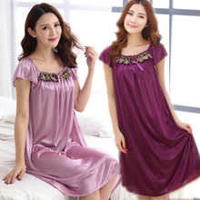 Women sleepwear nightgowns Sexy Women's Floral silk nightgown Robe Sleepshirts plus nightdress women bathrobe night dress 2024 - buy cheap