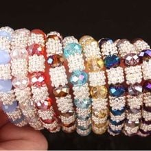 New Fashion  9pcs Mixed Crystal Glass Spacer Faceted Bead Stretchy Bracelet Bangle 7.5" Wholesale and retail 2024 - buy cheap