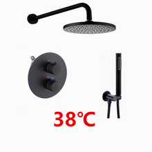 Matte black Rain Shower Head Banheiro Termostática Conjunto Banho de Chuveiro Montado Na Parede torneira de Bronze Preto chuveiro IS609 2024 - compre barato