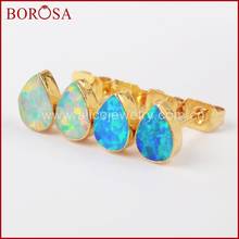 BOROSA 5Pairs New Style Gold Color Teardrop White Blue Opal Stud Earring Japanese Opal Earrings for Women Girls Jewelry G1418 2024 - buy cheap