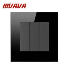 MVAVA 3 Gang 2 Way Электрический настенный выключатель света Роскошная декоративная Черная зеркальная Панель AC 110 ~ 250V 16A кнопочный переключатель 2024 - купить недорого