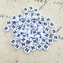 Mini Order Acrylic Letter Beads 4*7MM Flat Coin Round Shape Alphabet Single Initial N Plastic Spacer Beads Fit Bracelet Making 2024 - buy cheap