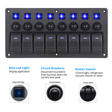 5/8 Gang LED Boat Rocker Switch Panel for Car Camper 3.1A Dual USB Power Socket Voltmeter 12V Cigarette Lighter Socket Fuse 2024 - buy cheap