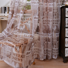 Cortinas de tul de periódico inglés para sala de estar, dormitorio, ventanas, tratamiento, decoración del hogar 2024 - compra barato