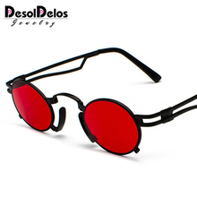 Retro Steampunk Sunglasses Men Round Vintage 2019 Summer Metal Frame Black Oval Sun Glasses for Women Red Male Gift 2024 - buy cheap